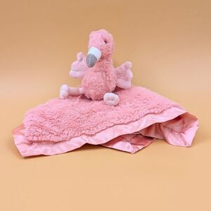 Cloud Island Pink Flamingo Baby Lovey Security Blanket Satin Back Plush 14x14